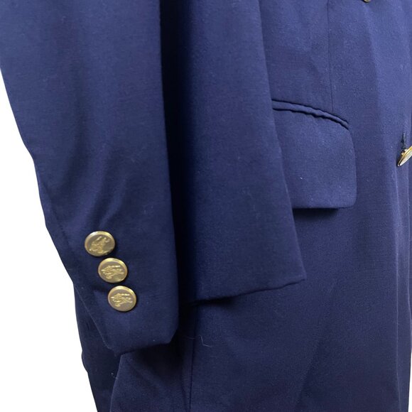 Gold Button Navy Blue Double Breasted Mens Blazer Classic Fit - Picture 6 of 11